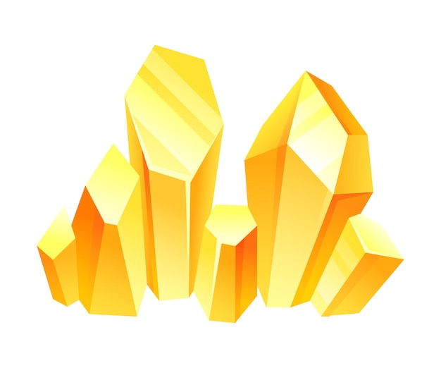 Vector yellow crystals with bevelled vertices vector illustration on a white background