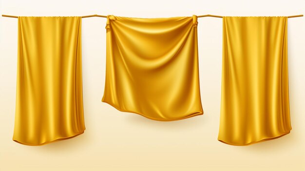 Vector yellow curtains on a beige background