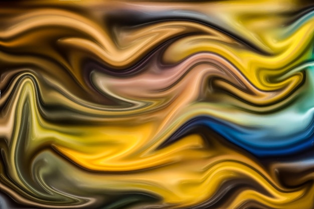 Vector yellow curve dynamic fluid liquid shiny fabric texture iridescent holographic color background