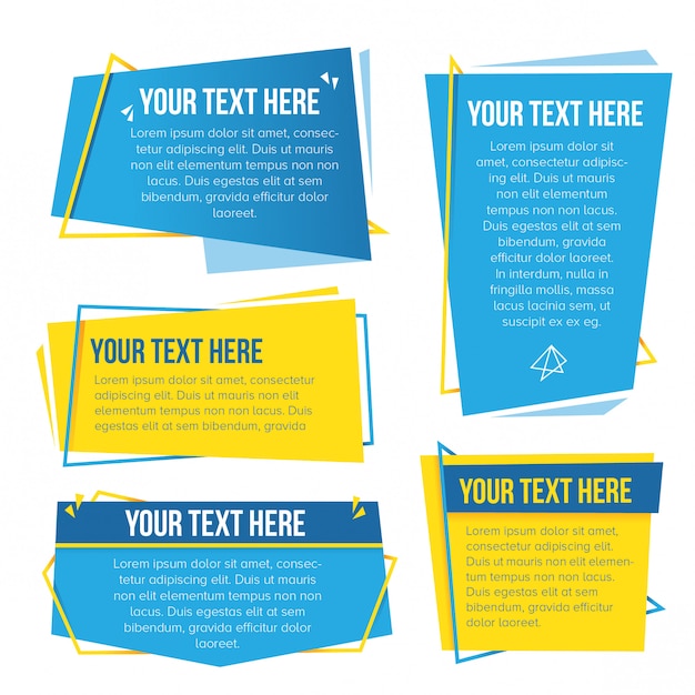 Yellow and cyan themed abstract paper banner set