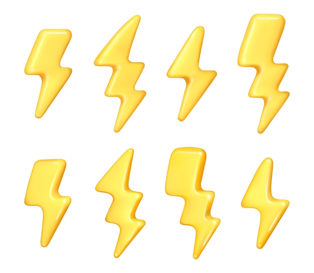 Желтые молнии электрические зарядные болты знаки