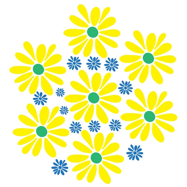 Vector yellow daisy flower pattern with handdrawn icon