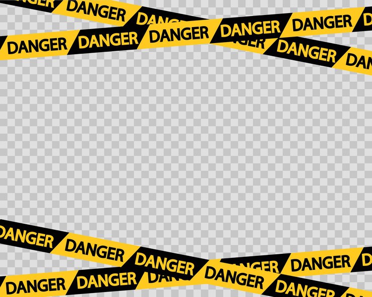 Vector yellow danger tape on a transparent background not cross area tape warning zone