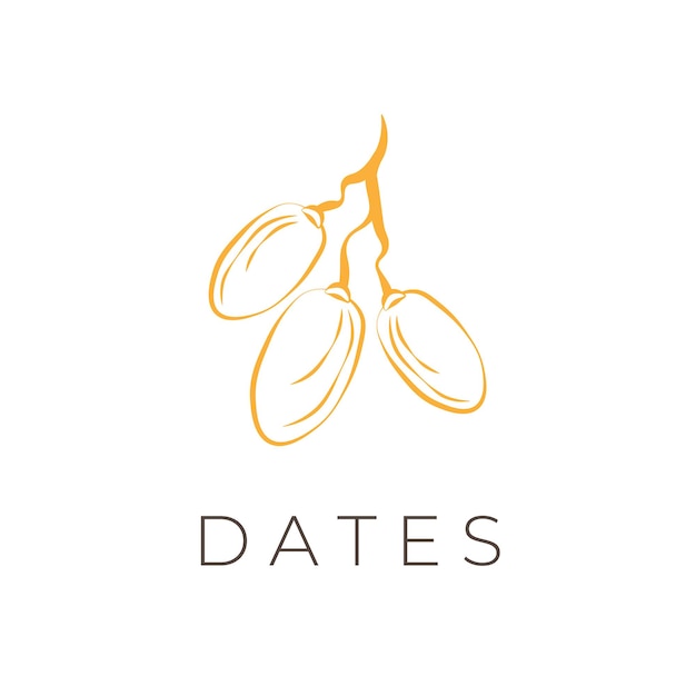 Vector yellow date fruit line art illustration logo