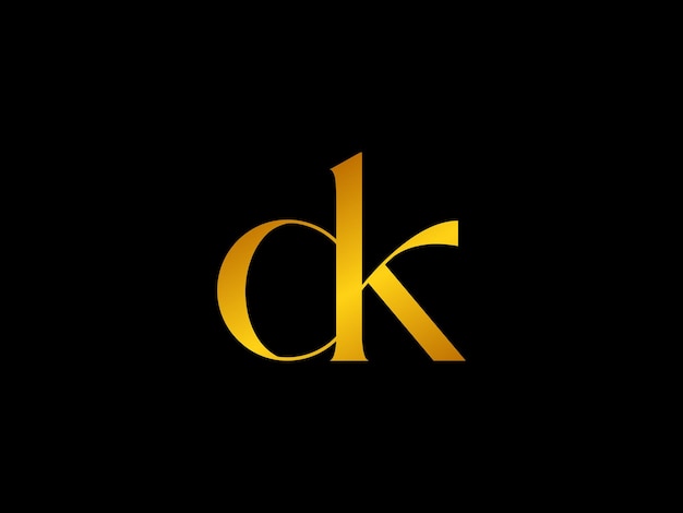 Yellow dk logo on a black background