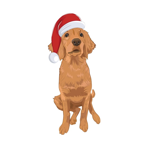 Yellow dog isolated on white background Purebred Santa dog for your design