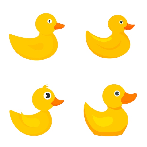 Yellow duck icons set