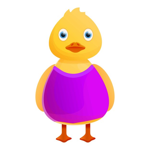 Vector yellow duck purple clothes icon cartoon of yellow duck purple clothes vector icon for web design isolated on white background