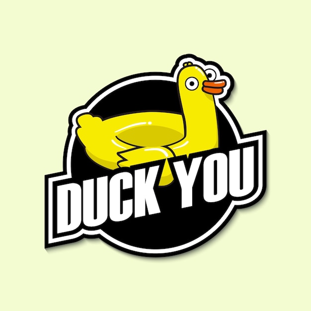 Vector yellow duck rubber buoy with the word duck you