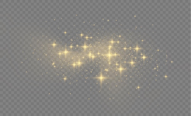 Scintille giallo polvere gialla e stelle dorate brillano illustrazione