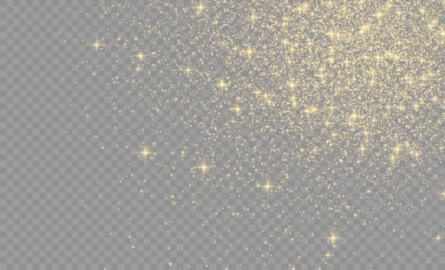 Vector yellow dust yellow sparks and golden stars shine with special light.