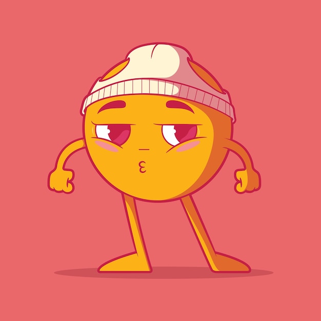 Yellow emoji character in a pose vector illustration funny sharing social design concept