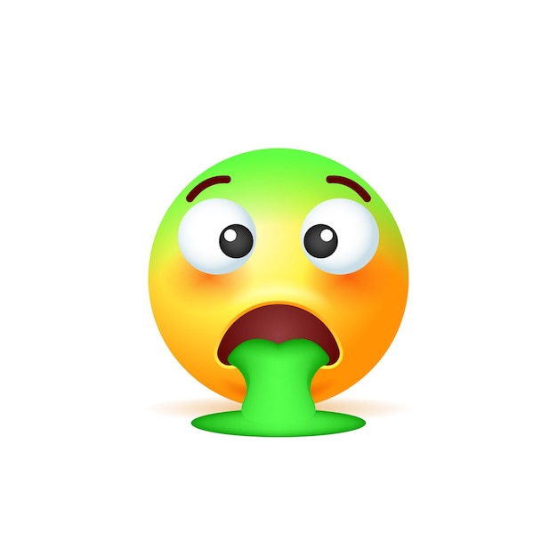 Yellow emoji who is sick isolated on a white background