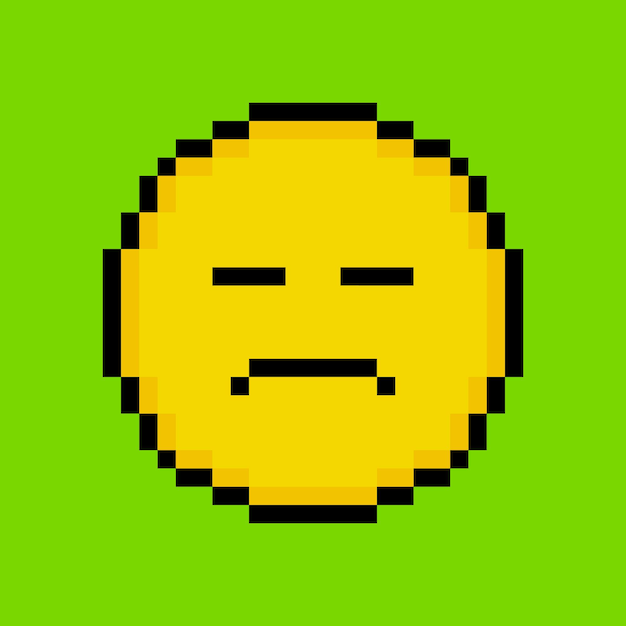 Yellow emoticon in pixel art style