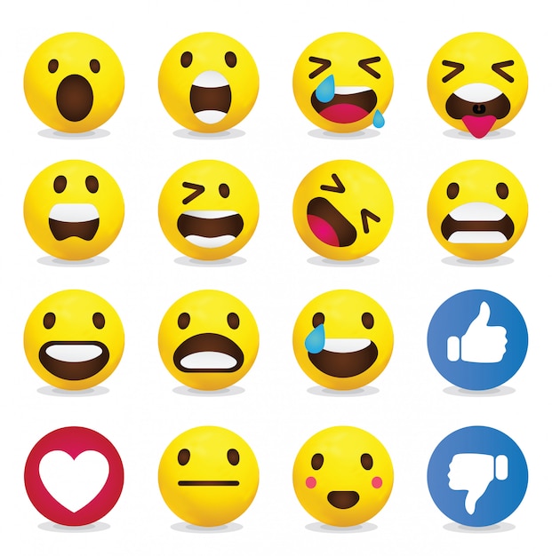 Vector yellow emoticon set collection