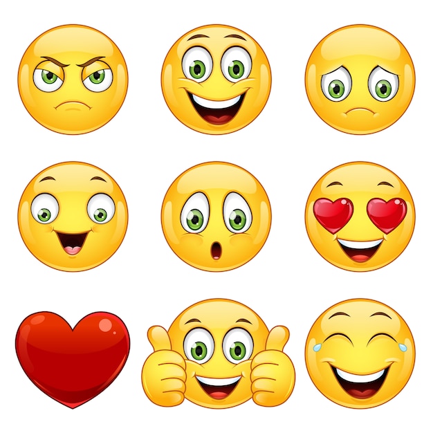 Set di emoticon gialle.