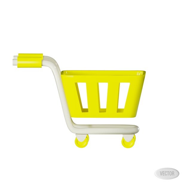 Vector a yellow empty cart or a grocery cart in a store vector 3d illustration on white background