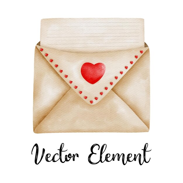 Vector yellow envelope with red heart love letter for valentines day
