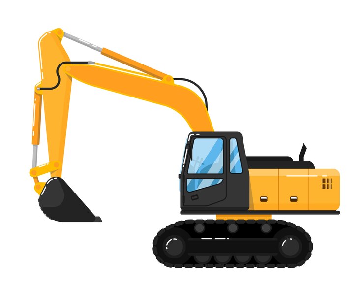 Vector yellow excavator isolated on white 