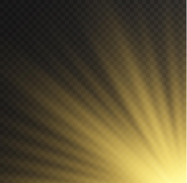 Yellow explode Sun rays Sunlight realistic light effect Sparkle flash star Gold spotlight Vector