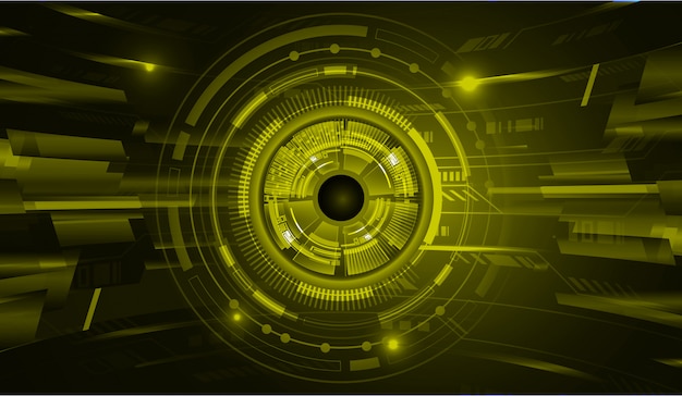 yellow eye cyber circuit future technology concept background