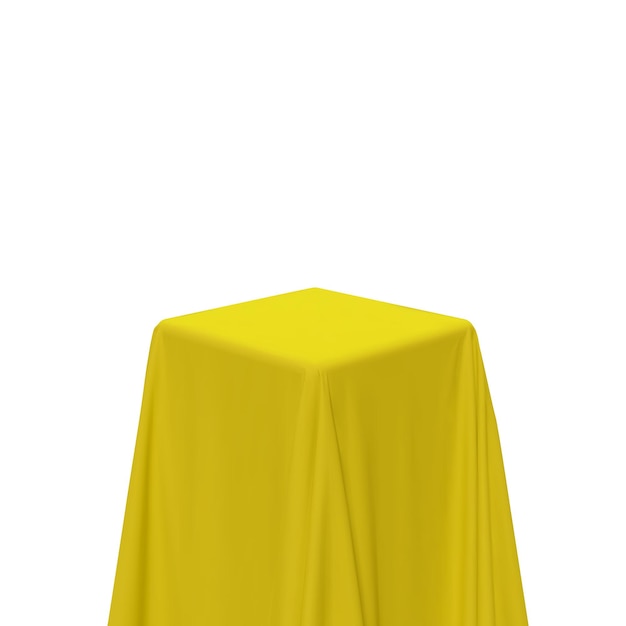 Yellow fabric covering a cube or rectangular shape