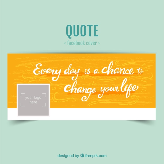 Vector yellow facebook cover with handwritten quote