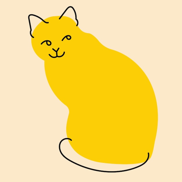 Giallo fantasia gatto gattino avatar distintivo poster logo modelli stampa illustrazione vettoriale