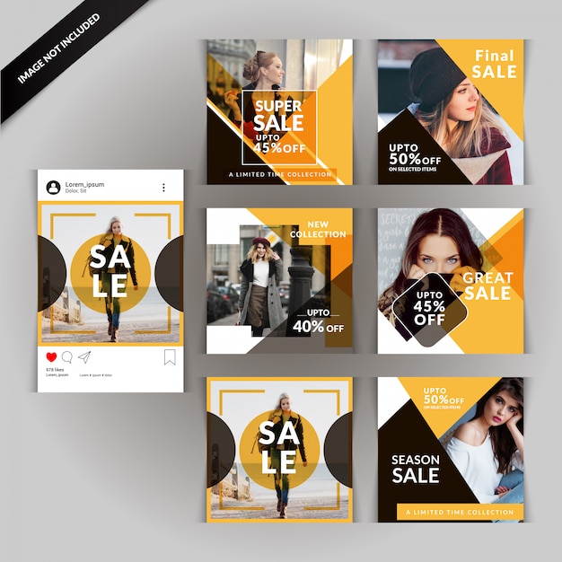 Vector yellow fashion social media post for digital marketing