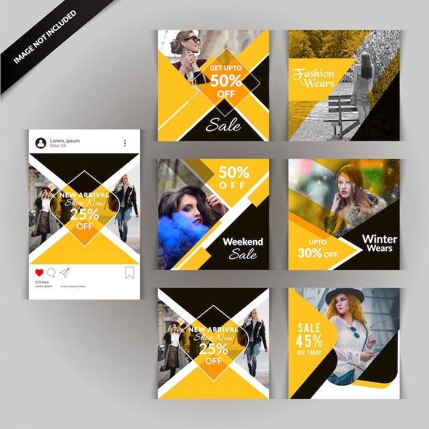 Vector yellow fashion social media post voor digitale marketing