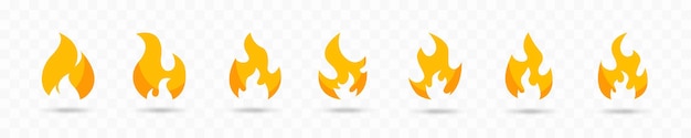 yellow fire icons flat collection. fire flame icons. fire safety vector illustration. vector flame illustration. vector emoticon set. vector graphic. eps 10