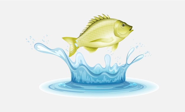 A yellow fish jumping out of the water