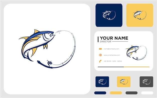 Желтый тунец с логотипом удочки