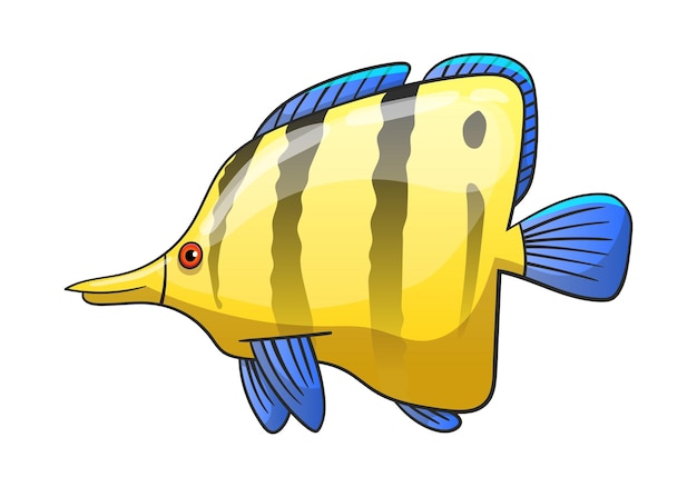 Vector a yellow fish with a long tail and a long tail