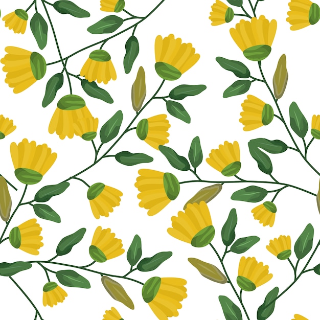 黄色の花のシームレスなパターンと背景