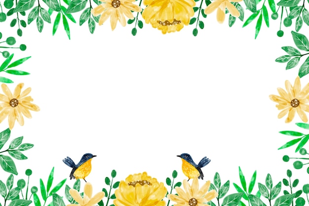 Vector yellow flower background with watercolor