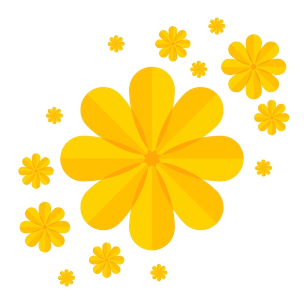 색 배경에 고립 된 노란색 꽃 평평한 아이콘
