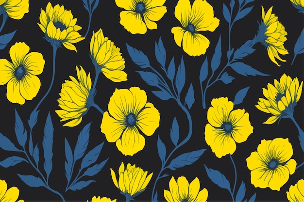 노란 꽃 패턴 배경 디자인