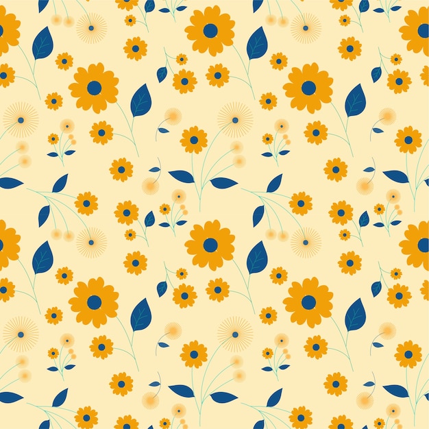 Yellow flower seamless pattern