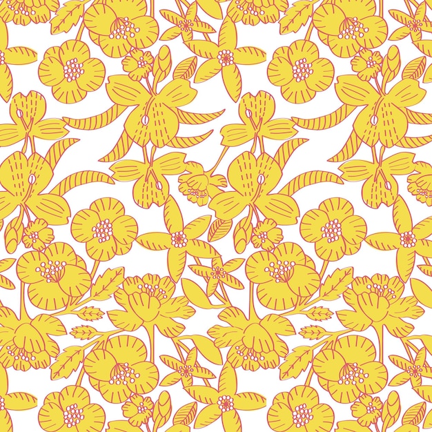 Yellow flower seamless pattern