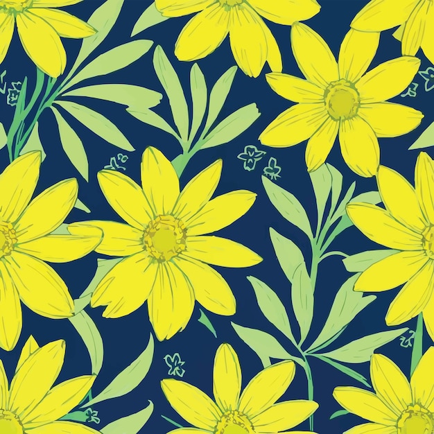 Yellow flowers on a blue background