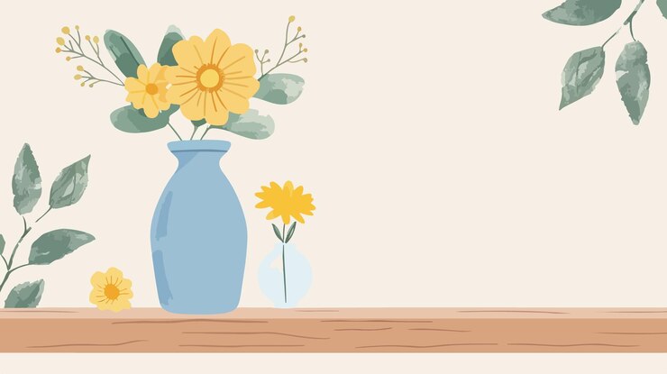 Vector yellow flowers in a blue vase