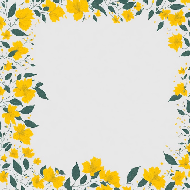 Yellow flowers frame on a white background