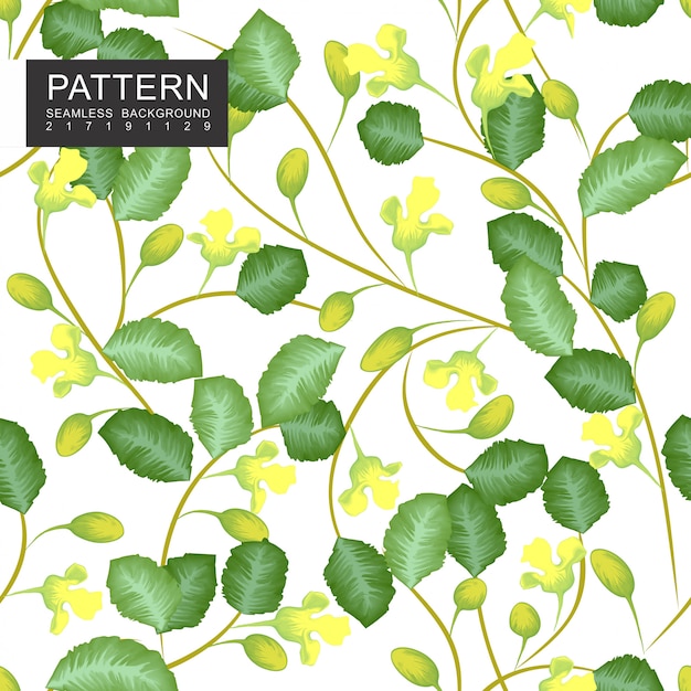 Yellow flowers with green leaves seamless floral pattern