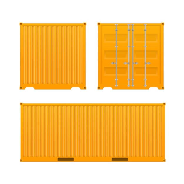 Yellow freight container. large container for ship isolated