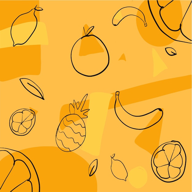 Yellow fruits flat design vectors background