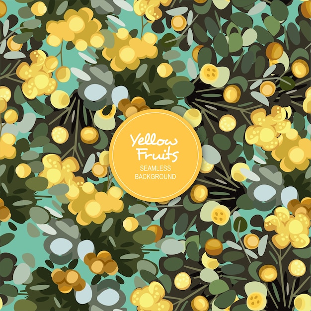 Yellow fruits seamless background