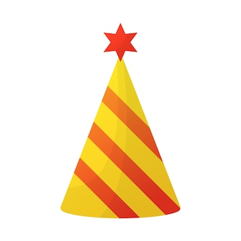Cappello a cono giallo divertente del fumetto per il cappello variopinto della festa di compleanno dell'anniversario di celebrazione