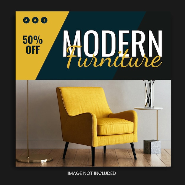 Vector yellow furniture sale social media post instagram post facebook ad design