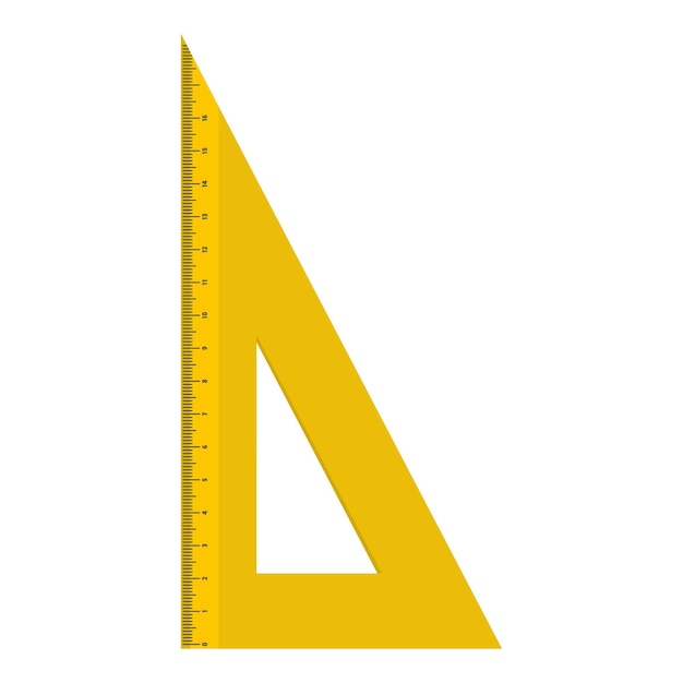 Yellow geometric ruler icon Flat illustration of yellow geometric ruler vector icon for web